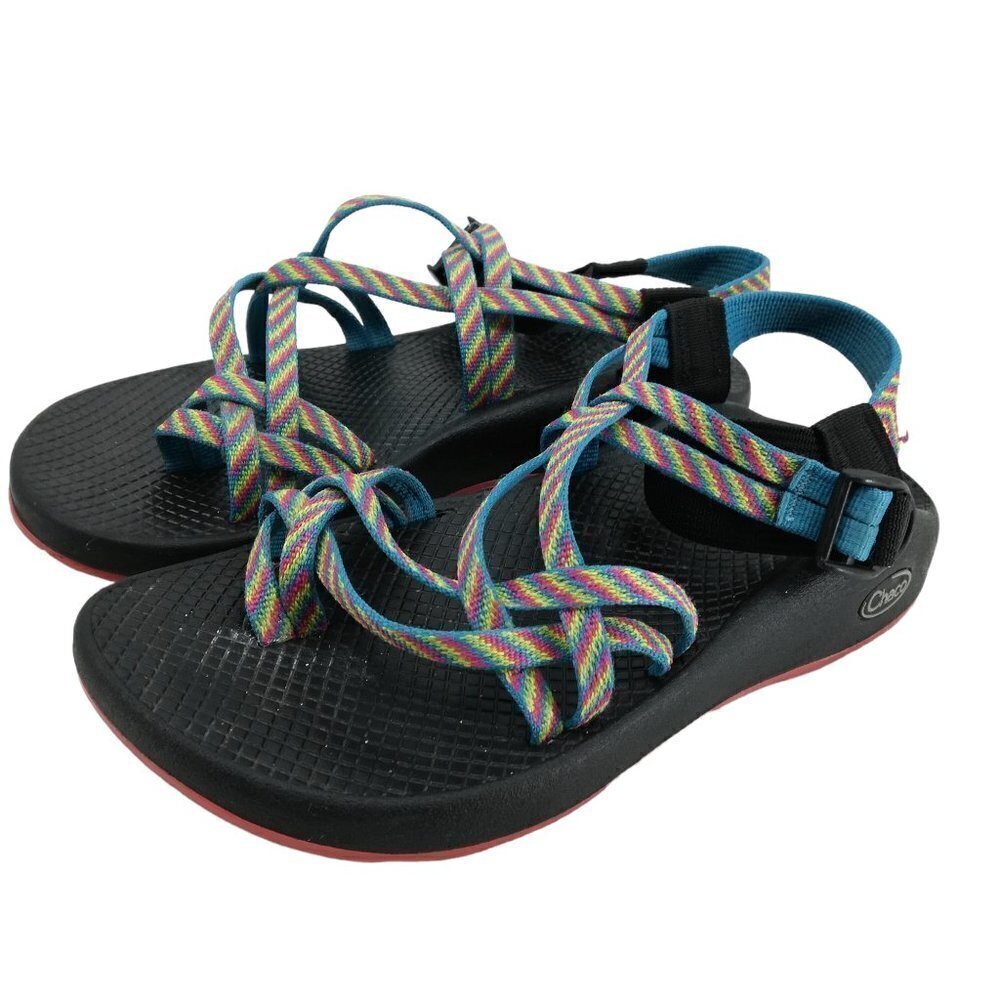 Chaco ZX/2 Rainbow Braided Sandals Size 8 Rainbow Vibram Fiesta Toe Loop Hiking